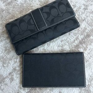 Vintage Coach Signature Black Wallet Duo
